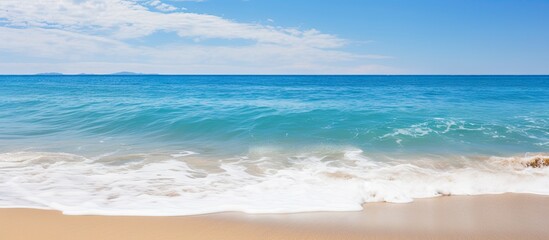 Youngster staring at incoming ocean wave with curiosity and wonder. with copy space image. Place for adding text or design