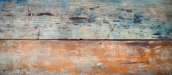 Weathered vintage wooden surface displaying a distressed paint finish and a rusted patina. with copy space image. Place for adding text or design