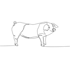 pig, wild boar, livestock, piglet one line art. Continuous line drawing of farm, nature, agriculture, farm animals, rural life, ranch.