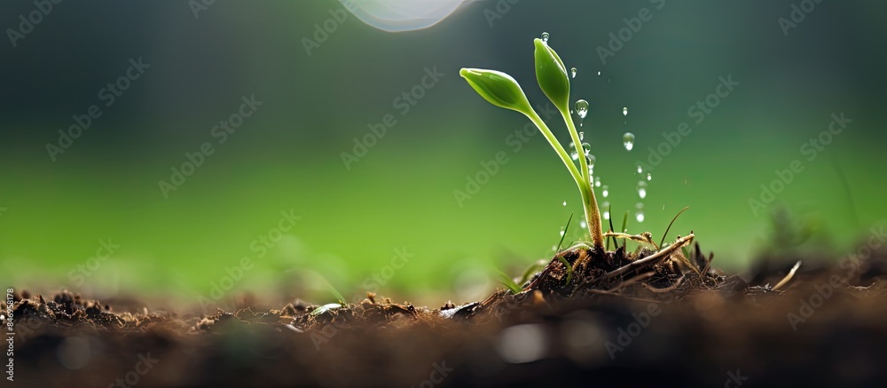 Leinwandbilder freshly sprouted plant visible in the dirt, showing signs of growth and new life. with copy space im