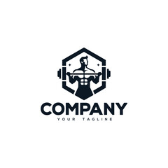 Creative logo design depicting a strong muscular man. 