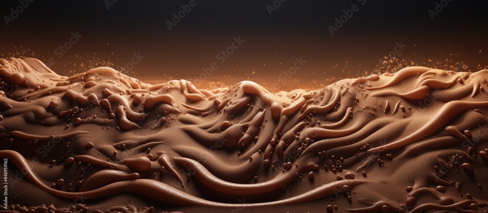 Poster A decadent wave of chocolate adorned with a cascading flow of liquid. with copy space image. Place for adding text or design