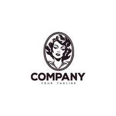 Fototapeta premium Creative logo design depicting a vintage beautiful woman.