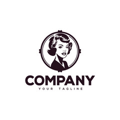 Creative logo design depicting a vintage beautiful woman.