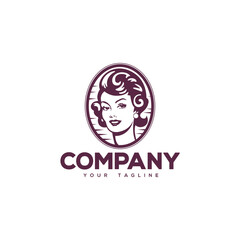 Creative logo design depicting a vintage beautiful woman.
