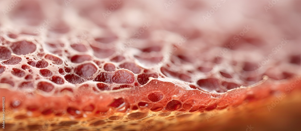 Aufkleber detail shot of bread with numerous bubbles, showcasing its airy texture. with copy space image. plac