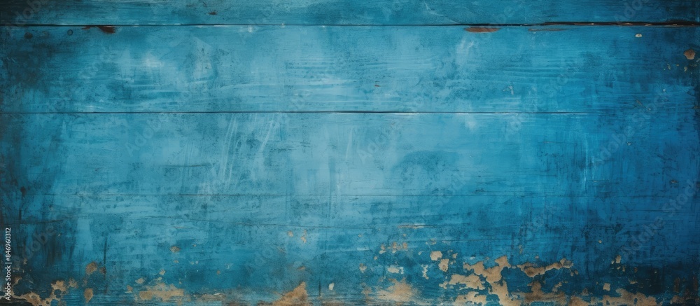 Aufkleber Close-up image showing blue paint on a wall with peeling texture. with copy space image. Place for adding text or design