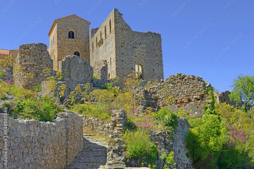 Wall mural The Mystras Palace Complex, Archaeological Site of Mystras, Greece, UNESCO World Heritage Site