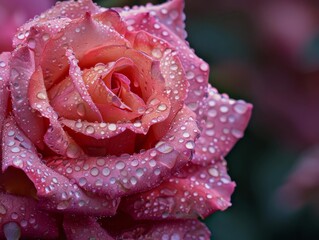 Dewcovered pink rose, rich and vibrant colors, natural beauty captured in detail