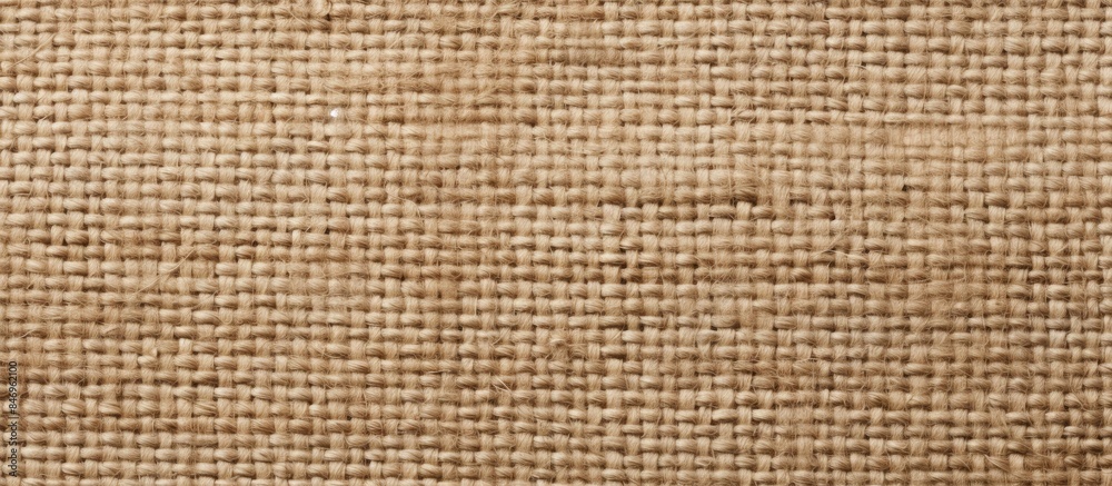 Poster Detailed view of the rough, brown burlap fabric texture up close. with copy space image. Place for adding text or design