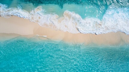 Serene White Sand Beach with Turquoise Water and Idyllic Ambiance for Copy Space