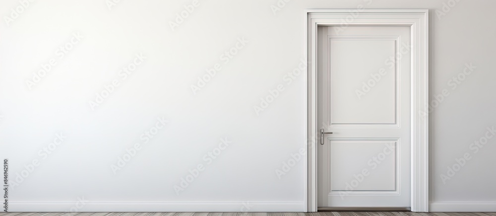 Aufkleber view of a contemporary bedroom as seen through a white door that has been opened. with copy space im