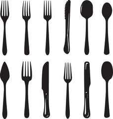 fork knife and spoon silhouette