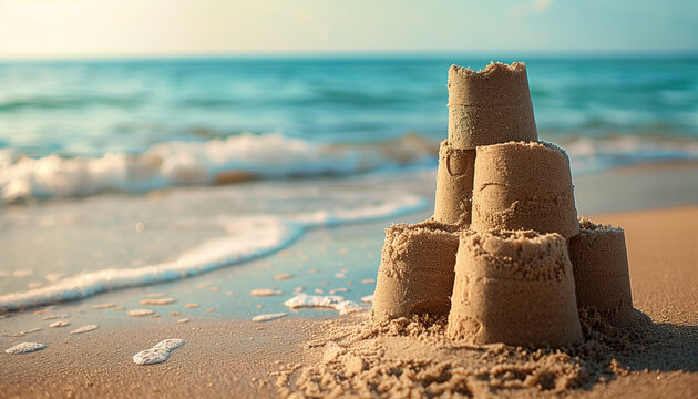 Simple sandcastle on a beach
