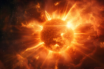 Fototapeta premium solar storm in universe,magnetic wave,extreme power,sun,gas,universe