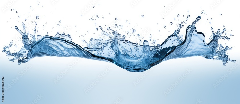Aufkleber Close up view of a vibrant blue water wave with bubbles in focus. with copy space image. Place for adding text or design