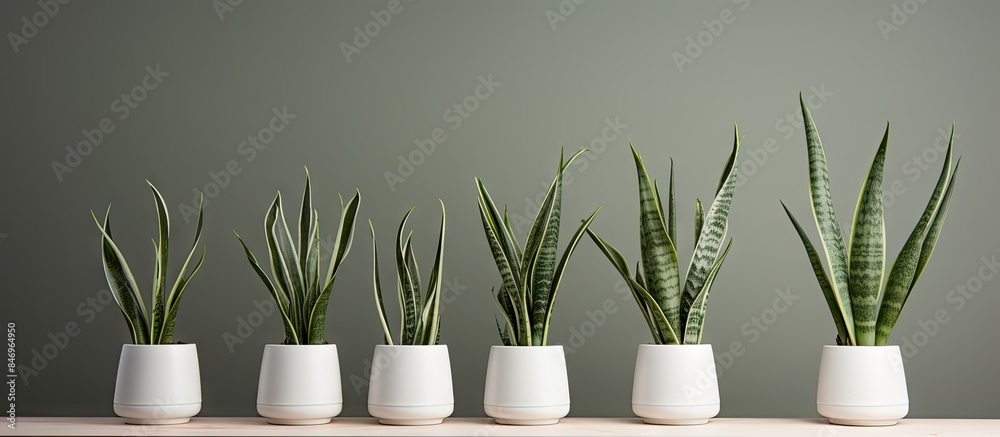 Fototapete white vases showcasing vibrant plants positioned neatly on a shelf in a well-lit room. with copy spa