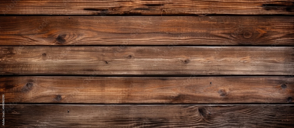 Aufkleber Close-up view of an aged wooden wall featuring a multitude of vertical planks in a rustic style, providing a textured backdrop. with copy space image. Place for adding text or design