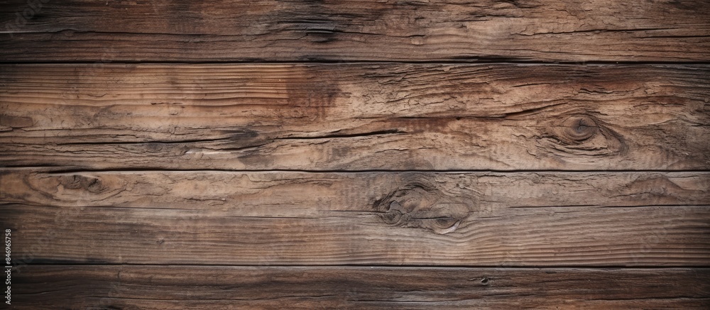 Poster Close-up view of an aged, weathered wooden surface with rough and cracked textures in focus. with copy space image. Place for adding text or design