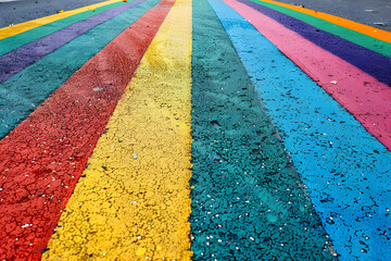 Colorful rainbow road for pride month.