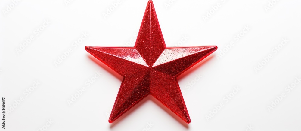 Aufkleber a vibrant red star ornament contrasts against a plain white background, capturing attention with its