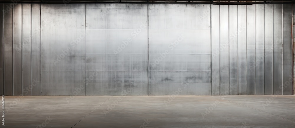 Aufkleber A warehouse building featuring a metal sheet wall in juxtaposition with a concrete floor. with copy space image. Place for adding text or design