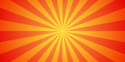 Abstract orange sun rays and sunburst backdrop background. seamless retro vintage burst sunrise vector wallpaper design.