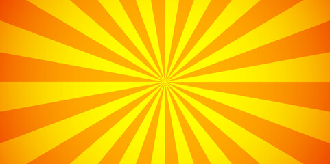 Abstract orange sun rays and sunburst backdrop background. seamless retro vintage burst sunrise vector wallpaper design.
