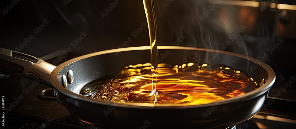 Leinwandbilder giraffe meat being cooked in a pan on a stove with plenty of oil to ensure a crispy texture. with co