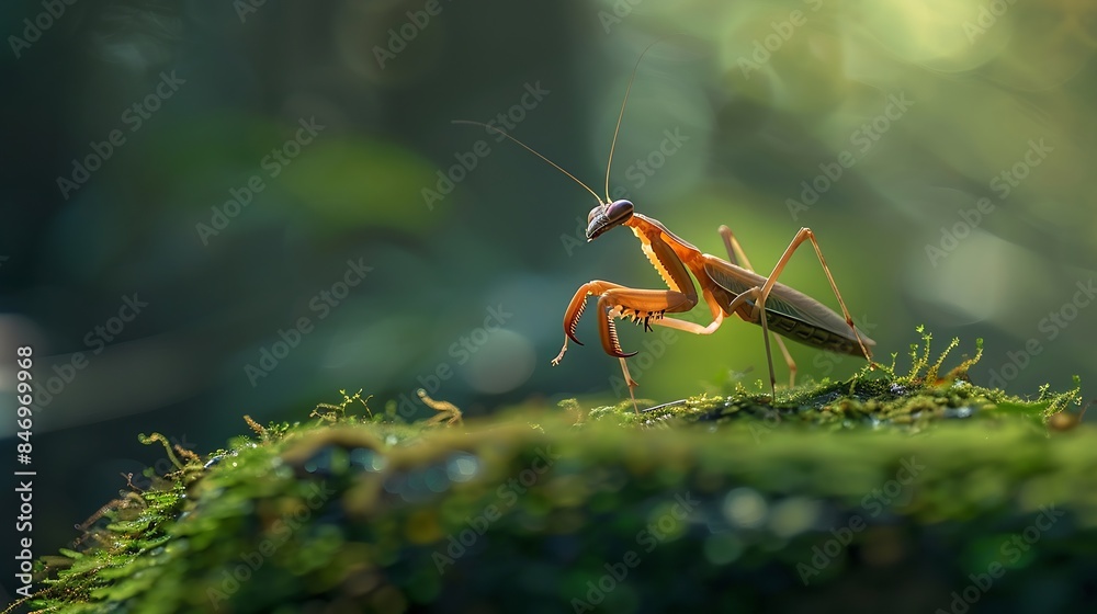 Aufkleber This is one type of mantis in Indonesia this mantis is very unique and extraordinary found in many in nature and is not afraid of humans they are predatory insects that even eat their  : Generative AI