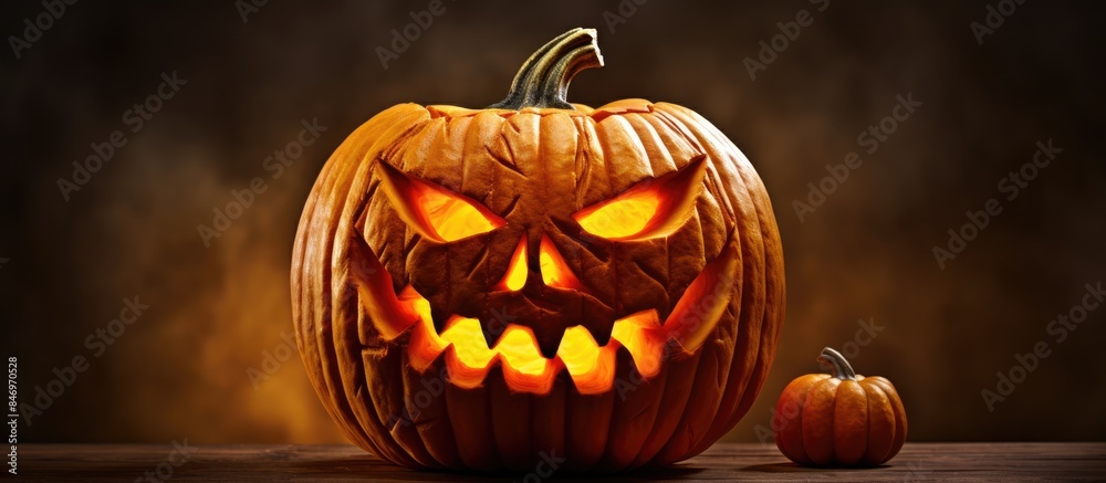 Aufkleber halloween jack o lantern illuminating with eerie crafted expression. with copy space image. place fo