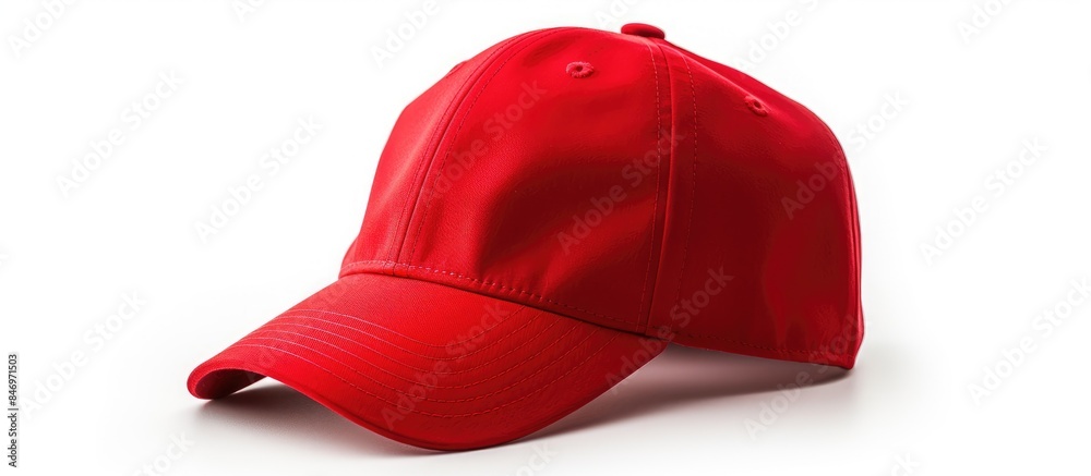 Aufkleber a vibrant red baseball cap, isolated on a pristine white background. with copy space image. place fo