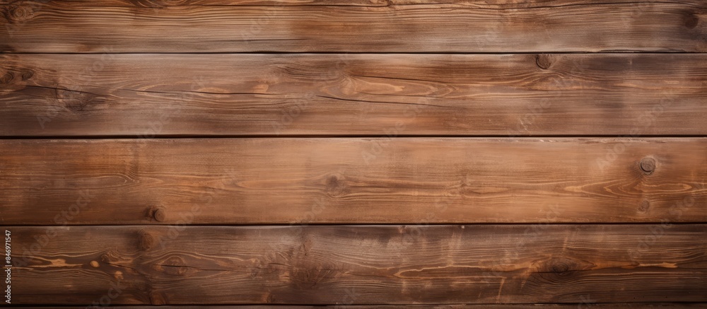 Poster Close-up view of a wooden wall showing texture and color with a brown stain. with copy space image. Place for adding text or design