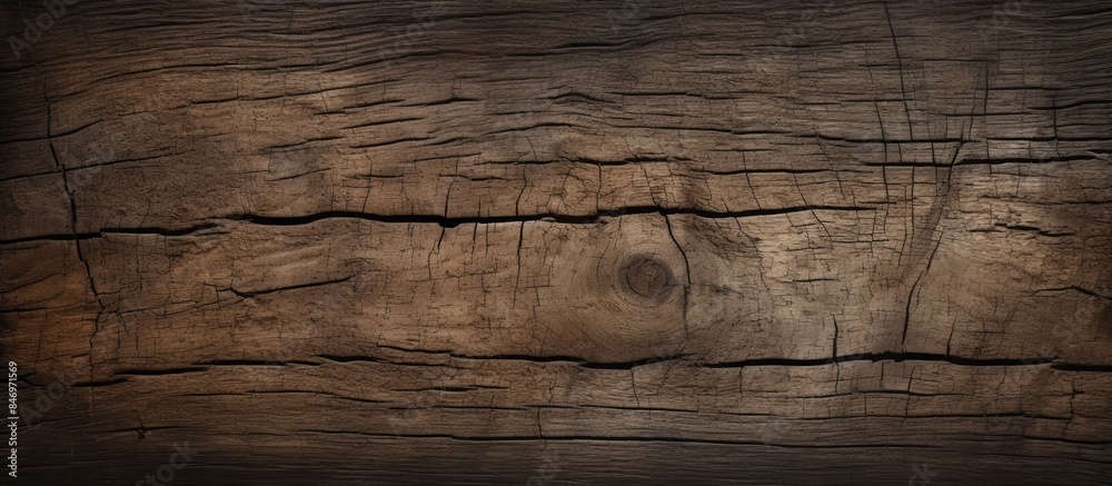 Aufkleber Close-up view of a piece of wood featuring a prominent knot on its surface. with copy space image. Place for adding text or design