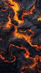 Abstract molten lava with dark and bright orange tones, intense, digital painting 8K , high-resolution, ultra HD,up32K HD