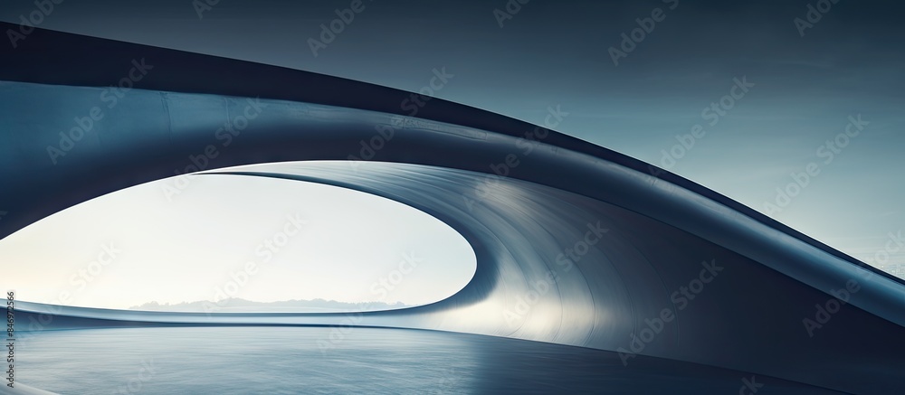 Poster Curved architectural structure set against a backdrop of the sky. with copy space image. Place for adding text or design