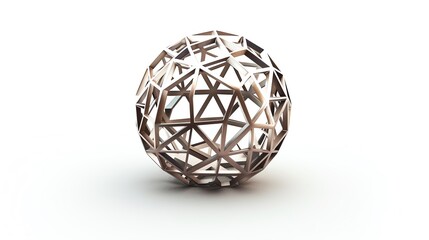 Modern geometric sphere design with interconnected triangles, isolated on white background, for architectural and artistic concept presentations.