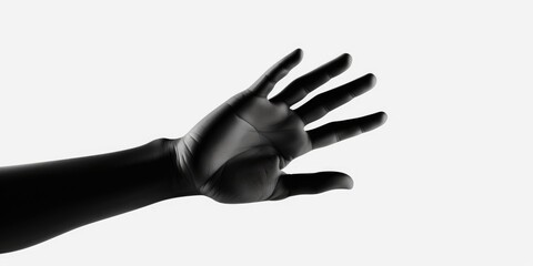 Obraz premium A person's hand wearing a black leather glove