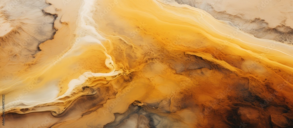 Fototapete yellow and brown mixture seen up close on a textured rock surface, showcasing natural elements. with