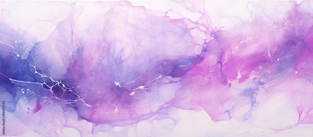 Aufkleber Purple and blue abstract painting on high-quality paper creating a marble background with kintsuki ink art pattern. with copy space image. Place for adding text or design