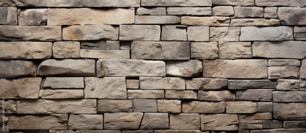 Leinwandbilder A minute white object is visible in a detailed close-up of a textured stone wall. with copy space image. Place for adding text or design