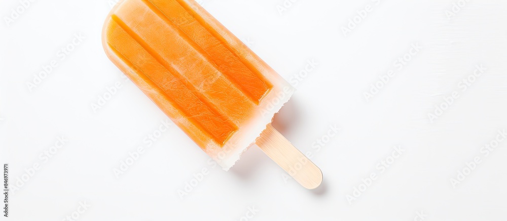 Aufkleber an orange popsicle is displayed against a clean white background. with copy space image. place for a