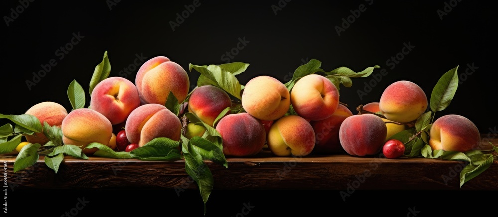 Leinwandbilder varieties of stone fruits like apricots, plums, cherries, and nectarines arranged with fresh peaches