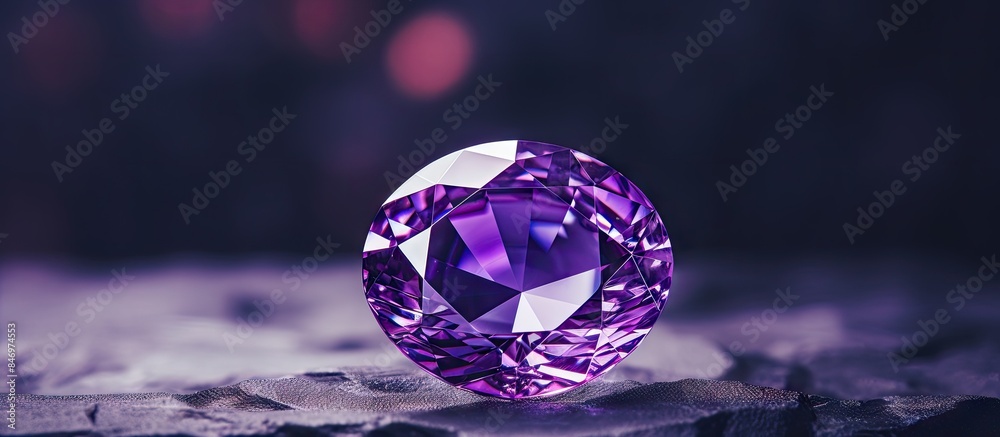 Aufkleber A vivid purple diamond resting atop a rugged stack of rocks. with copy space image. Place for adding text or design