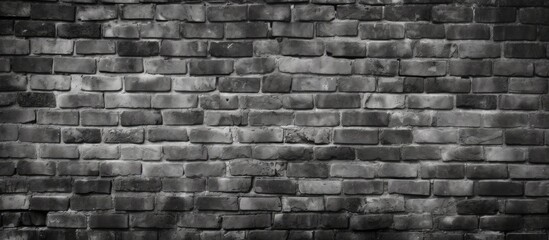 An aged brick wall in black and white, highlighted by a fire hydrant against the textured background. with copy space image. Place for adding text or design