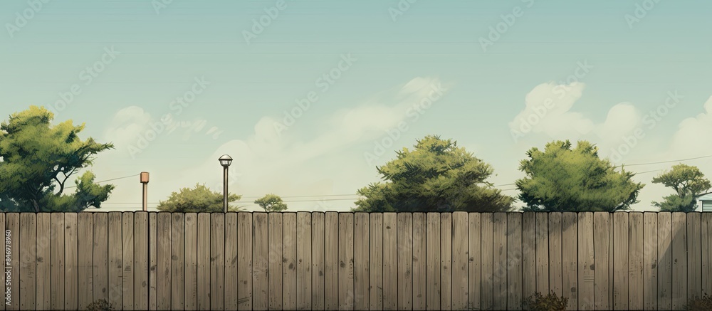 Poster Fence with a street light attached, featuring a low block in the background. with copy space image. Place for adding text or design