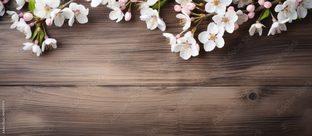 Fototapete close-up view of delicate white cherry blossoms on a tree branch, symbolizing the beauty of spring. 