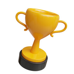 3d trophy cup prize award golden. Winner prize 3d rendered illustration transparent background