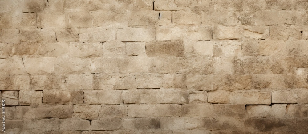 Fototapete Stone blocks arranged to form a wall with a small window opening, showcasing a textured background. with copy space image. Place for adding text or design