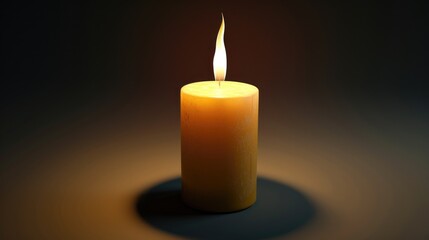 A single lit candle placed on a wooden table, great for still life photography or adding warmth to your scene